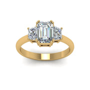 Emerald Cut 3 Stone Trapezoid Engagement Ring
